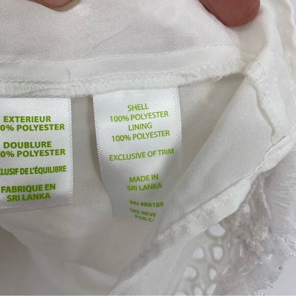 Lilly Pulitzer Top Lace Eyelet Off The Shoulder With Fringe Resortwear Coastal - Picture 7 of 9